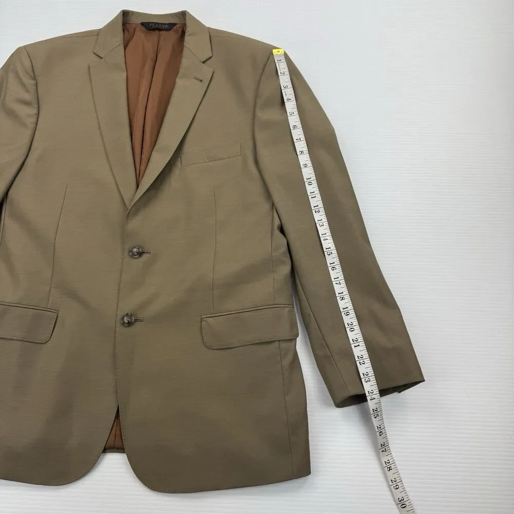Jos A Bank Joseph Metropolitan 43R Tan 100% Wool Sport Coat Blazer 2 Button